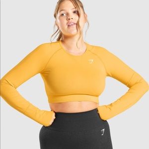 Gymshark Vital Seamless Long Sleeve Crop Top - Yellow - Size Small